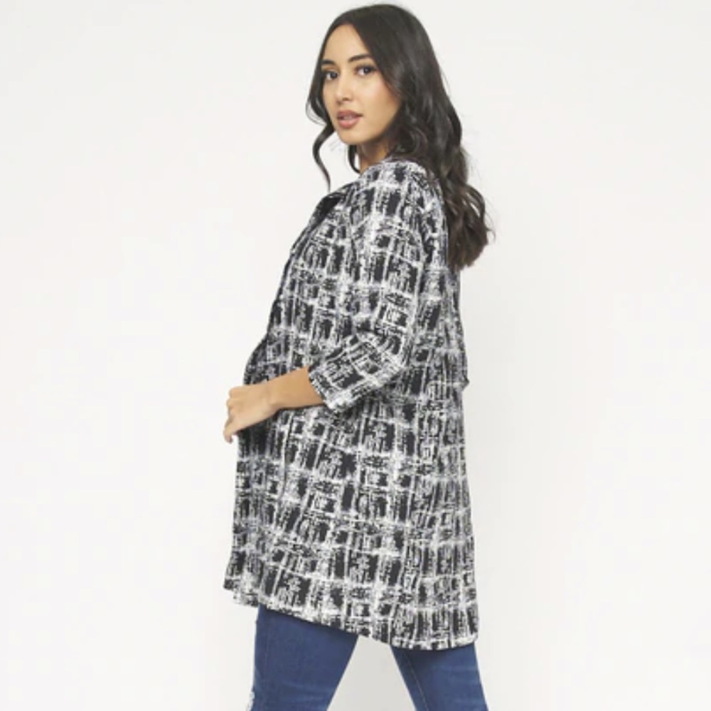 LAST ONE!! NWT Black and White Long Open Cardigan - Picture 2 of 8